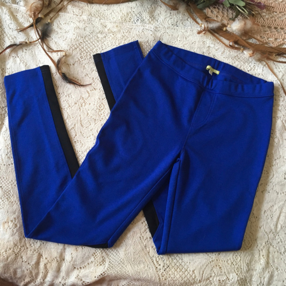 Gianni Bini Royal Blue & Black Pull On Leggings SM